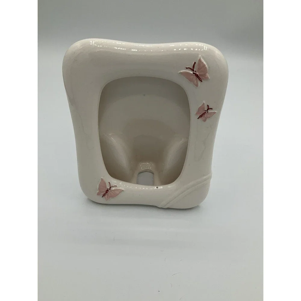 VTG Asabi Butterfly Ceramic Picture Fram White Pink Cottagecore Made in Japan
